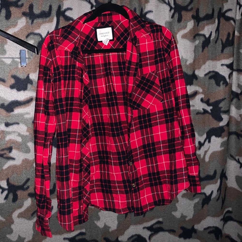 Red & black flannel shirt with buttons